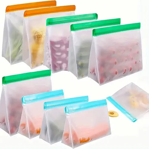 Reusable Silicone Food Storage Bags - 3 pcs ( S+M+L)