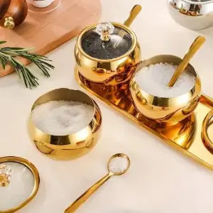 Luxury Golden Stainless Steel Seasoning Jar Set