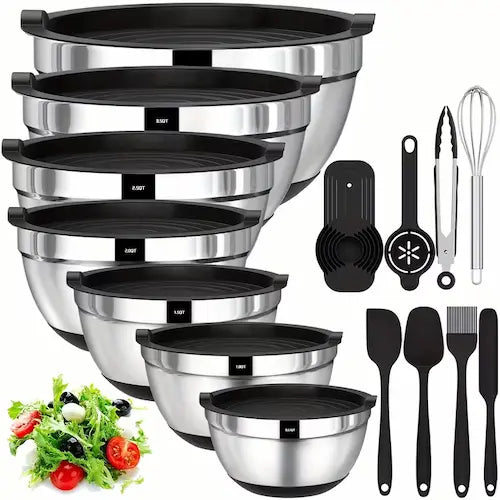 Stainless Steel Mixing Bowls Set with Airtight Lids