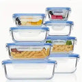 8-Piece Square Glass Food Storage Containers with Airtight Flip-Top Lids