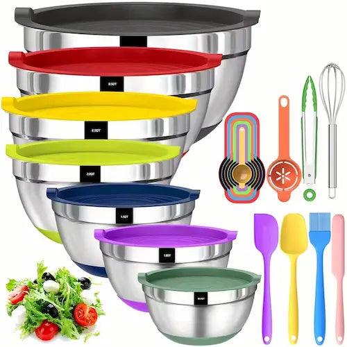 Stainless Steel Mixing Bowls Set with Airtight Lids
