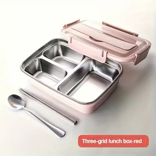 Stainless Steel Bento Lunch Boxes with Spoons and Chopsticks