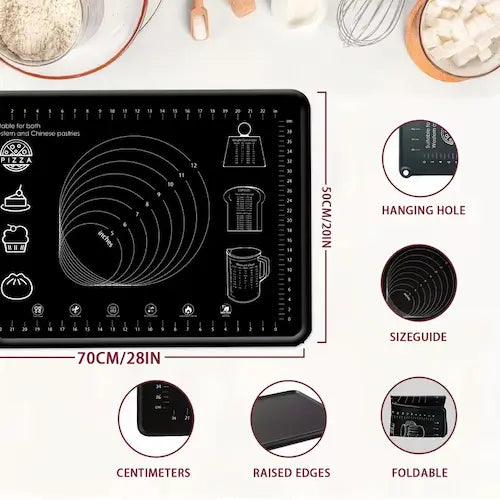 Extra-Thick Silicone Pastry Mat with Measurements