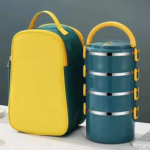 Stainless Steel Lunch Box Set with Insulated Bag & Cutlery