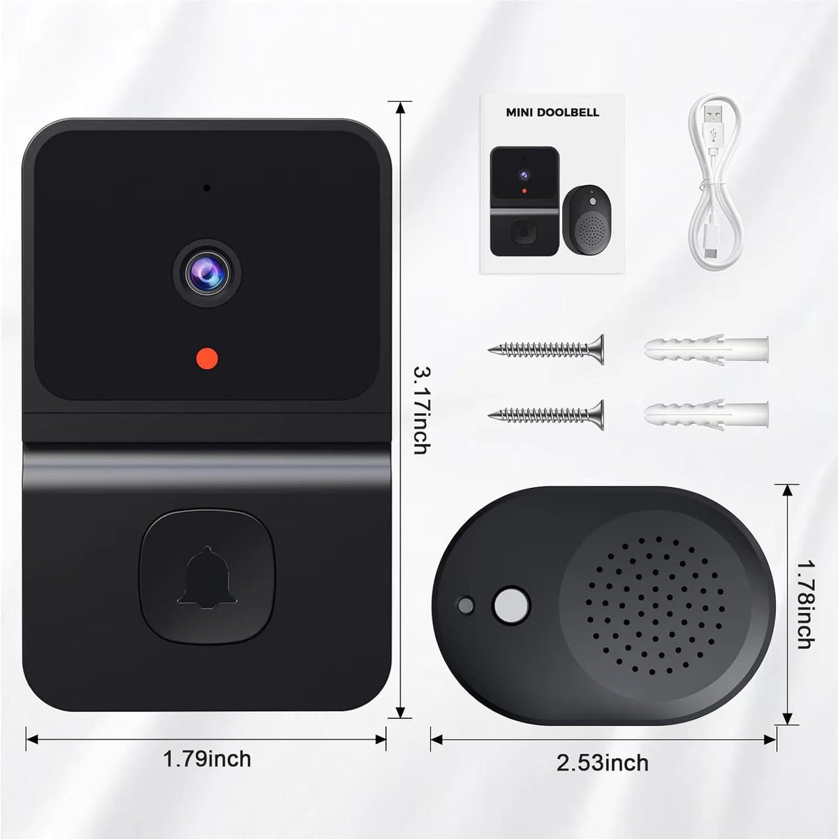 1080P Wireless Video Doorbell with Chime | Smart Wi-Fi Security Camera, Two-Way Audio, and IP65 Waterproof Rating