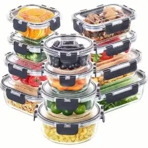 12-Piece Premium Glass Food Storage Containers with Airtight Lids