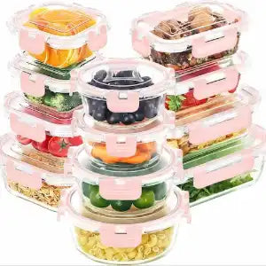 12-Piece Premium Glass Food Storage Containers with Airtight Lids