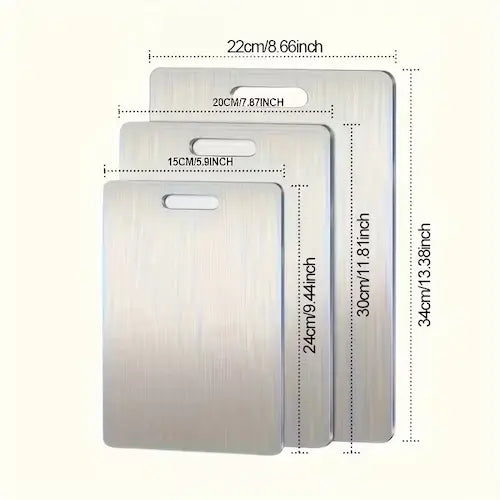 Set of 3 Premium 304 Stainless Steel Cutting Boards