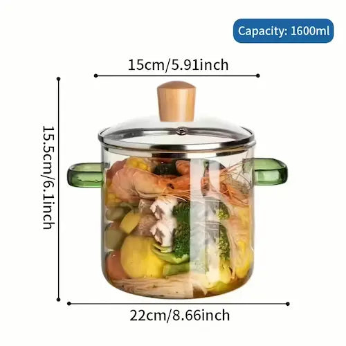54oz Premium Borosilicate Glass Cooking Pot