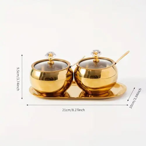 Luxury Golden Stainless Steel Seasoning Jar Set