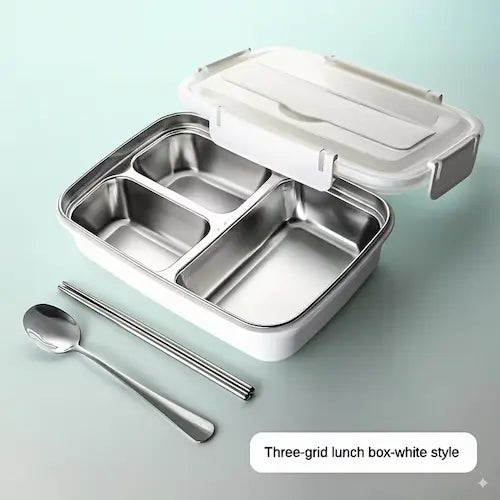 Stainless Steel Bento Lunch Boxes with Spoons and Chopsticks
