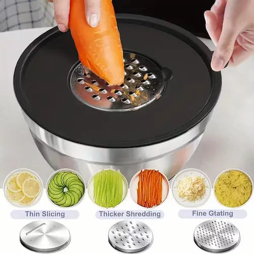 Stainless Steel Mixing Bowls with Airtight Lids - 8 Pcs