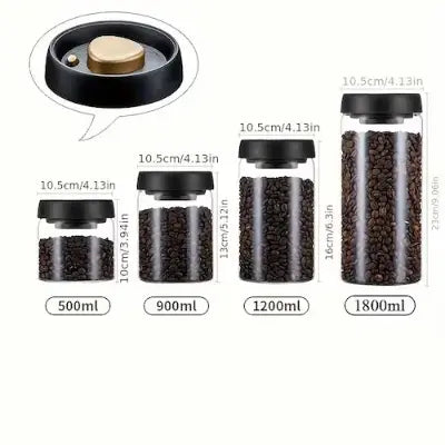 Airtight Vacuum Coffee Canister Set -  4 pcs