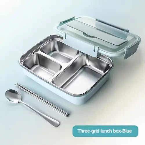 Stainless Steel Bento Lunch Boxes with Spoons and Chopsticks