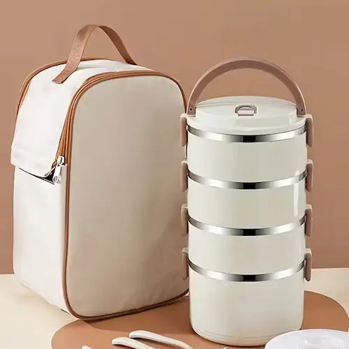 Stainless Steel Lunch Box Set with Insulated Bag & Cutlery