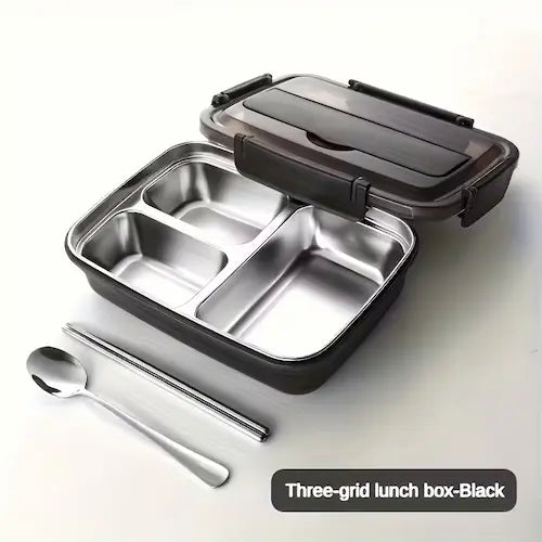 Stainless Steel Bento Lunch Boxes with Spoons and Chopsticks