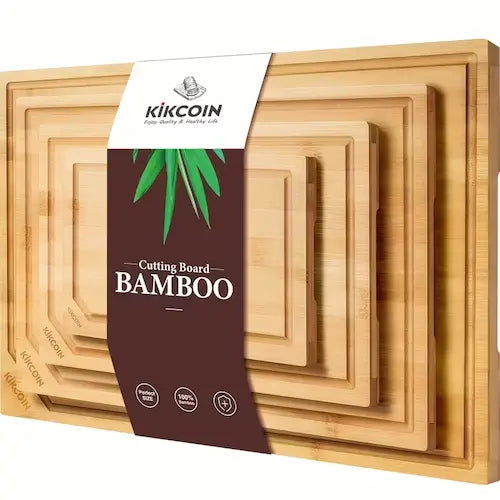 Extra Large Bamboo Cutting Board Set with Juice Grooves - 4 pcs