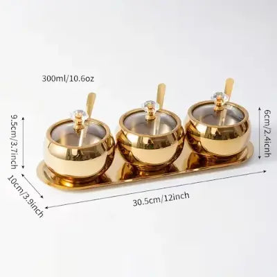 Luxury Golden Stainless Steel Seasoning Jar Set