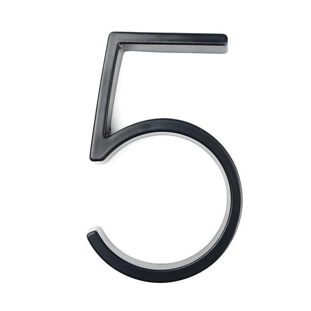 Modern Black House Numbers - 5 Inch Anti-Rust Zinc Alloy Address Numerals - Durable Floating Look for Home Exterior