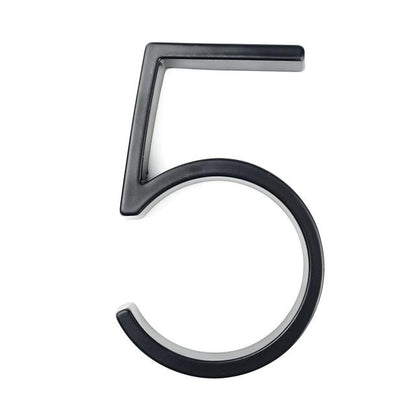 Modern Black House Numbers - 5 Inch Anti-Rust Zinc Alloy Address Numerals - Durable Floating Look for Home Exterior